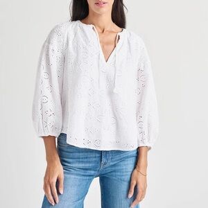 Leaving closet 5/26/25 Splendid White Puff Sleeve Blouse with Tie Front